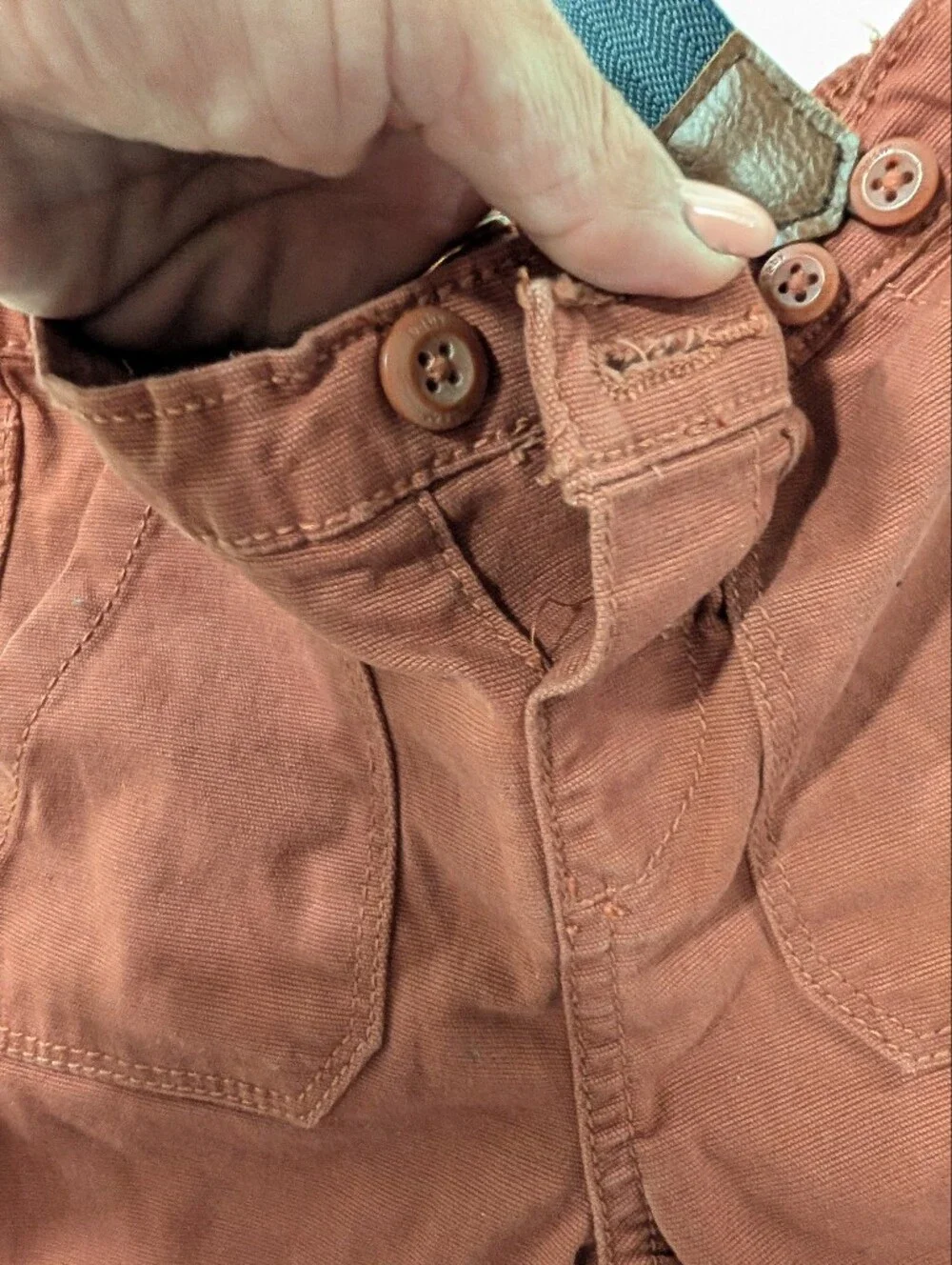 OshKosh B'gosh Kids Rust Brown Corduroy Pants with Navy Suspenders 12mo